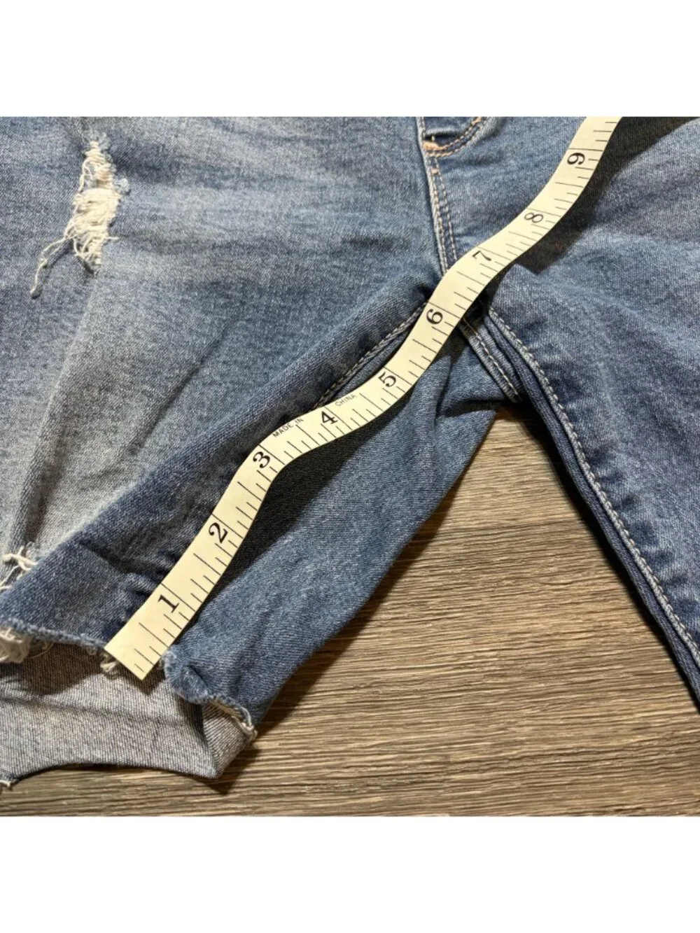 Song Maternity Denim Jean Shorts Small Cut Offs Distressed Full Panel Summer